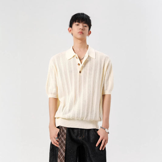Men's Hollow-Out Light-Luxury Short-Sleeve Top — Kravori