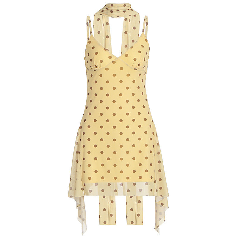 Polka-dot halter full look