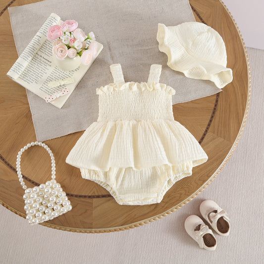 Lightweight Summer Romper For Babies Sweet Floral-print Strap Design Perfect As A Girls Bodysuit — Kravori