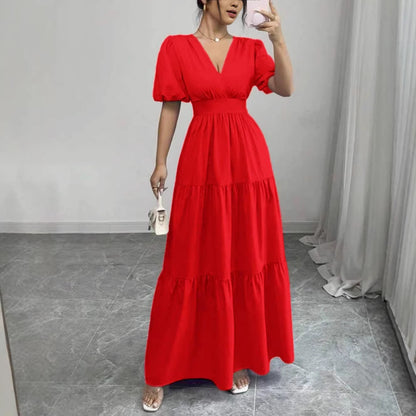 Short-sleeve maxi dress front