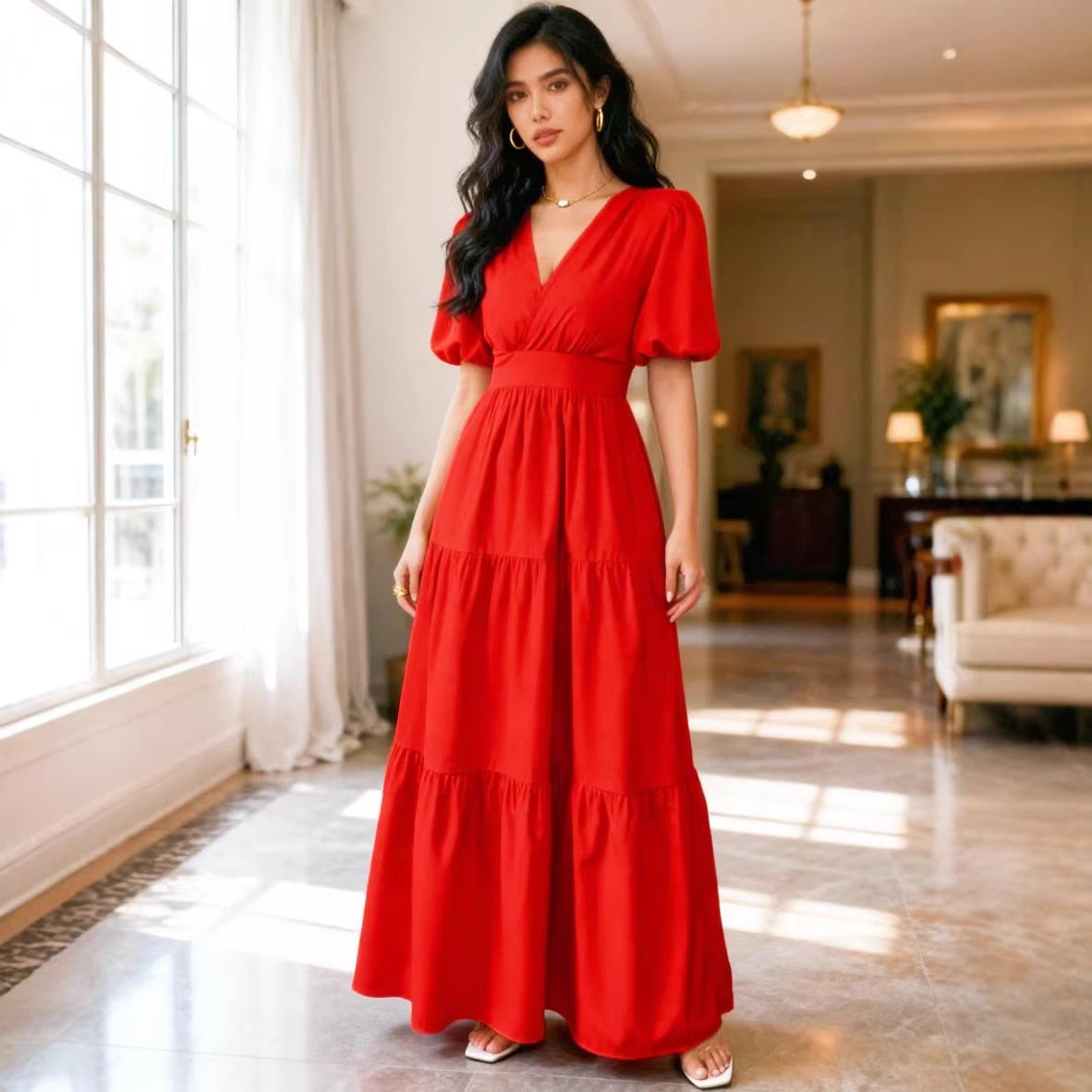 Short-sleeve maxi detail