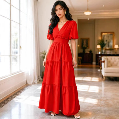 Short-sleeve maxi detail