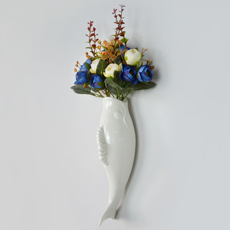 The Ceramic Goldfish Wall Vase - side view